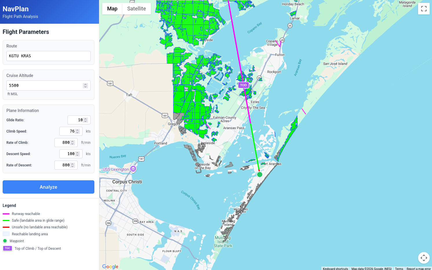 Image showing a green segment where a red one previously was due to an increased rate of descent.